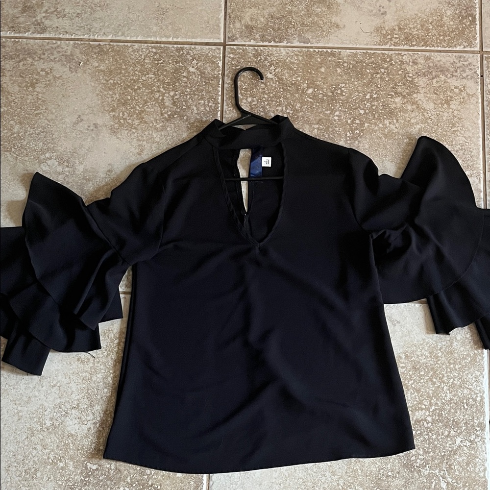 Elegant Black Ruffle Sleeve Top